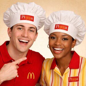 1990s McDonald’s Pizza Chef Hat Employee Uniform Rare Fast Food Memorabilia